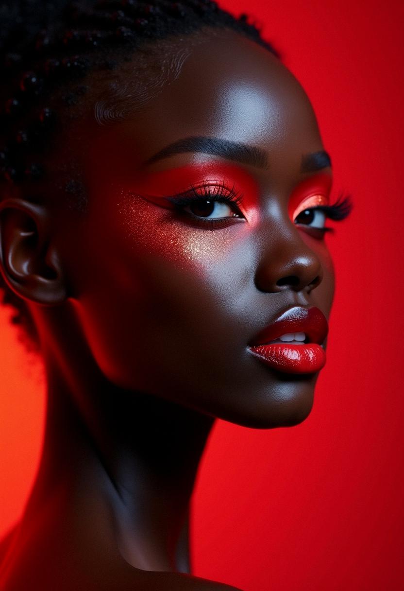 red makeup black skin