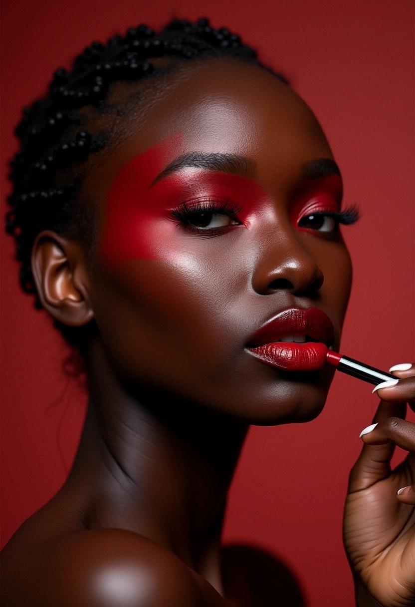 red makeup black skin