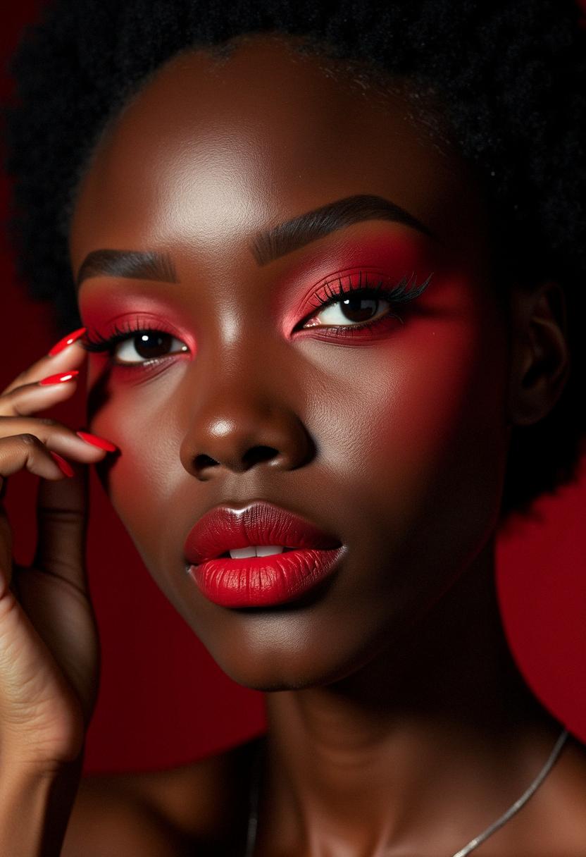 red makeup black skin