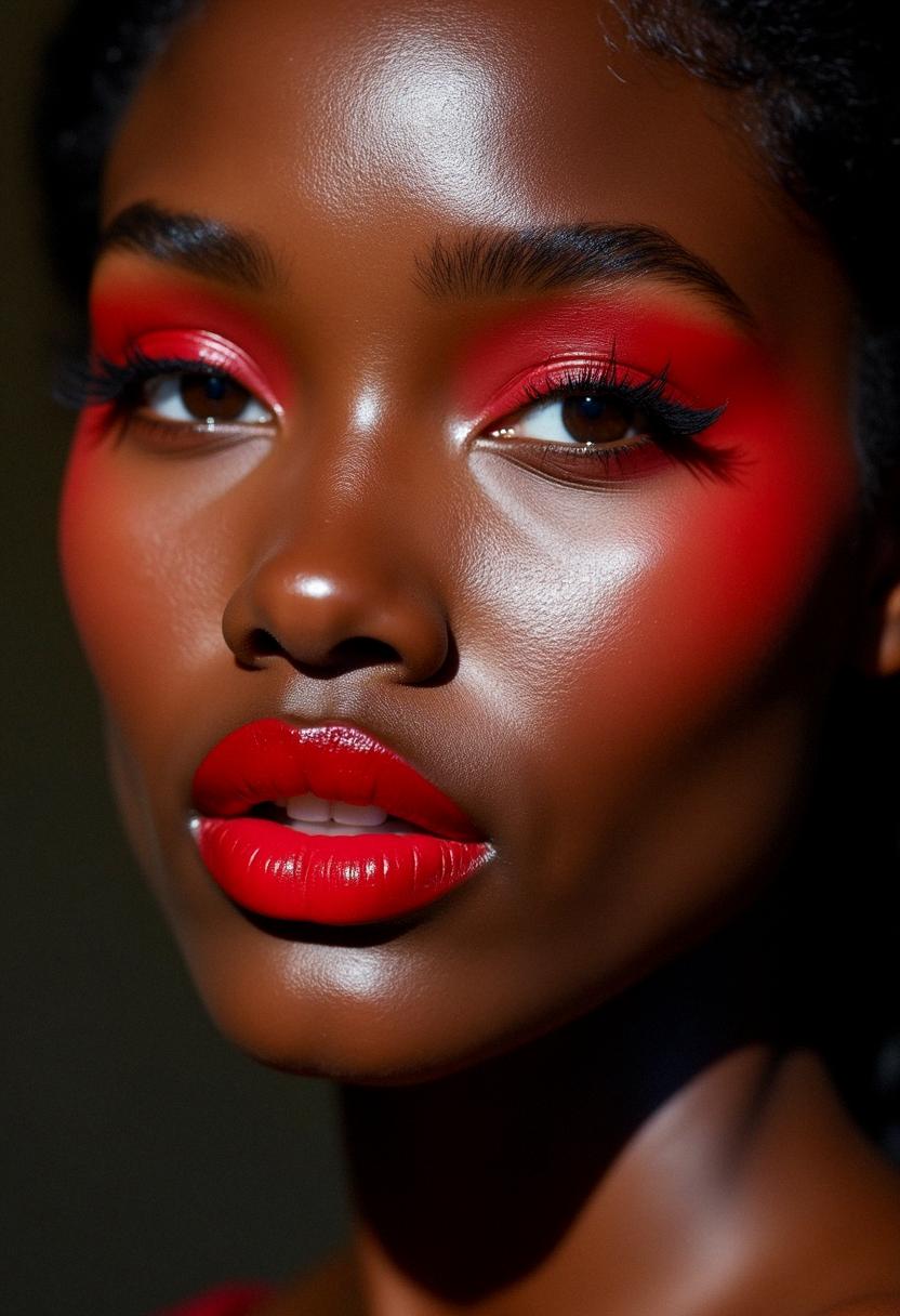 red makeup black skin