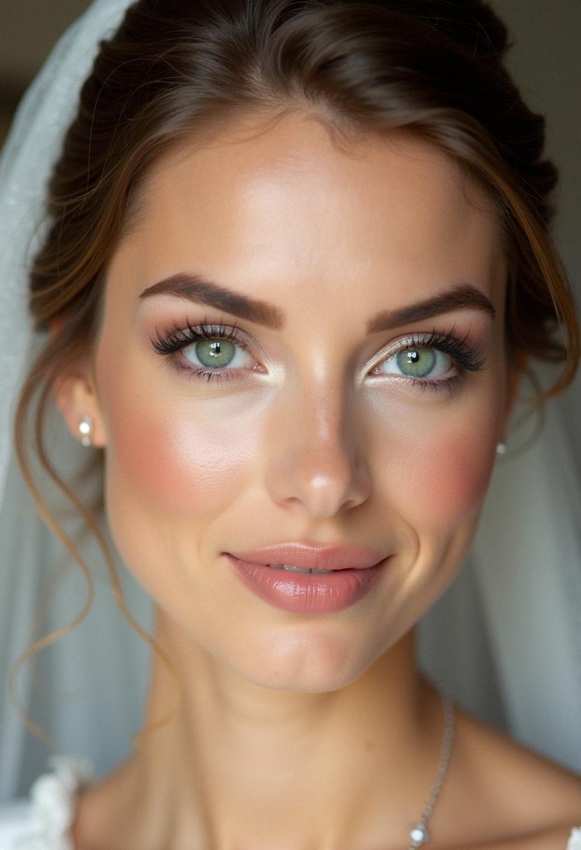 soft bridal makeup green eyes