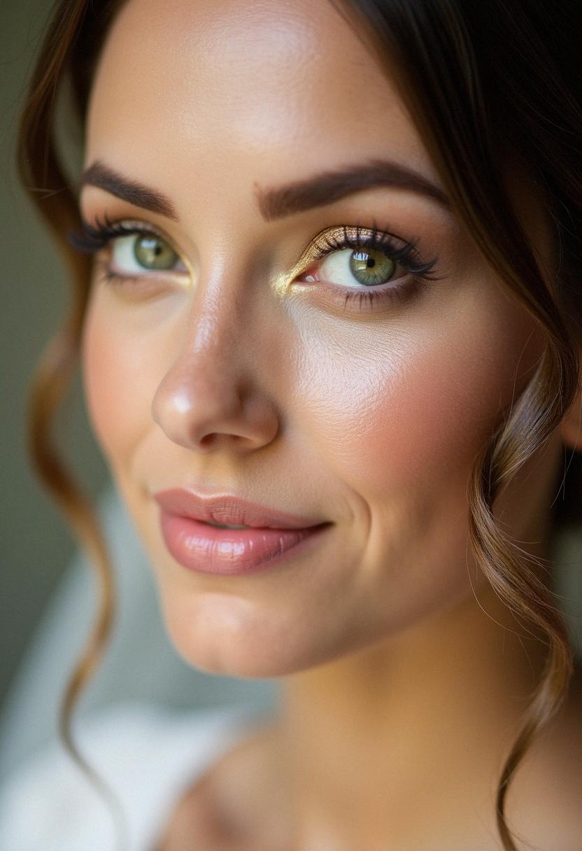 soft bridal makeup green eyes