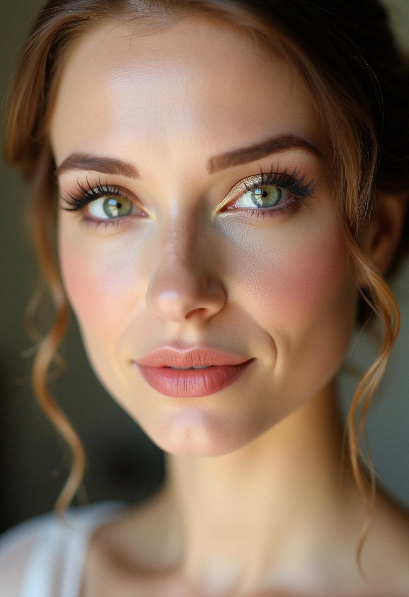 soft bridal makeup green eyes