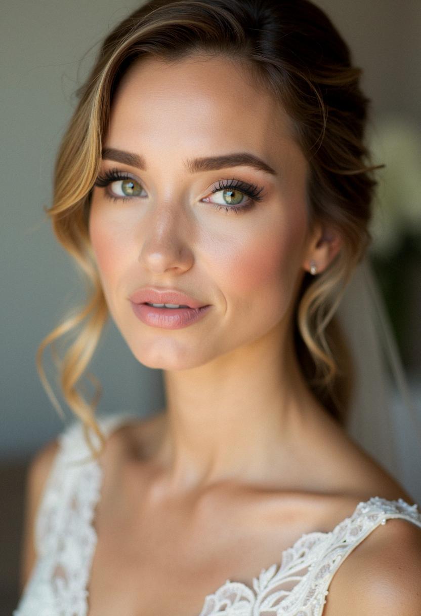 soft bridal makeup green eyes