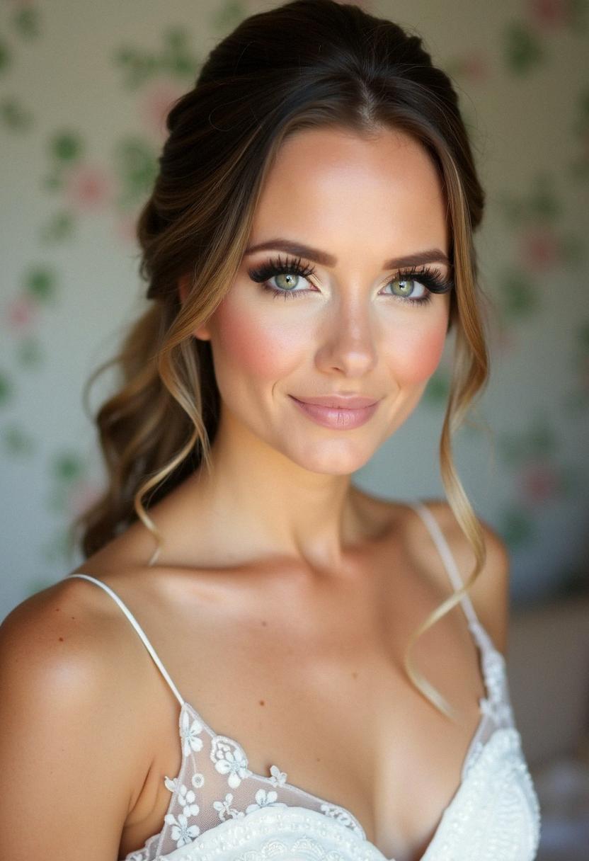 soft bridal makeup green eyes