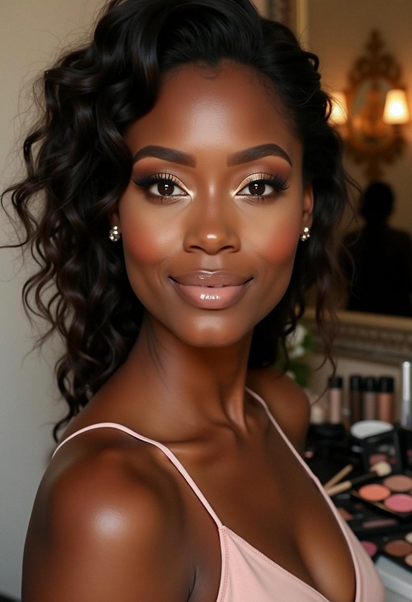 soft glam birthday makeup dark skin