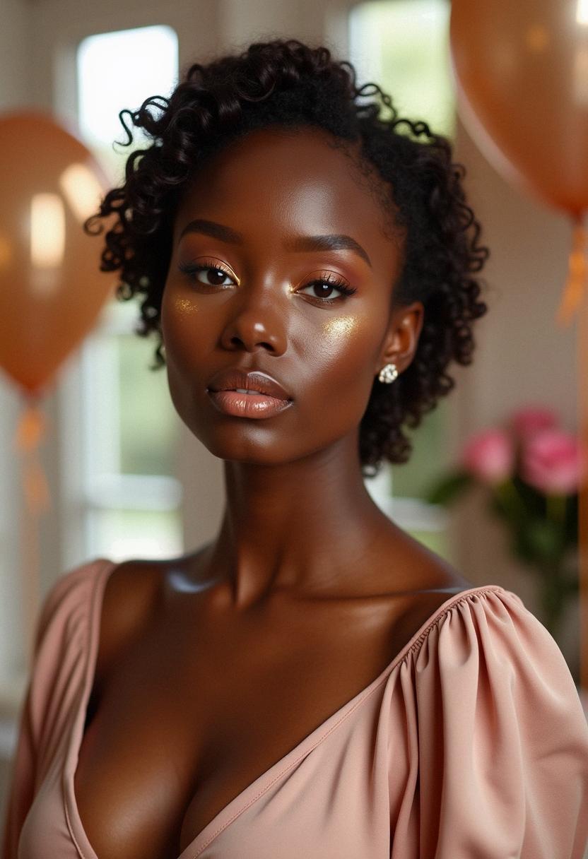 soft glam birthday makeup dark skin