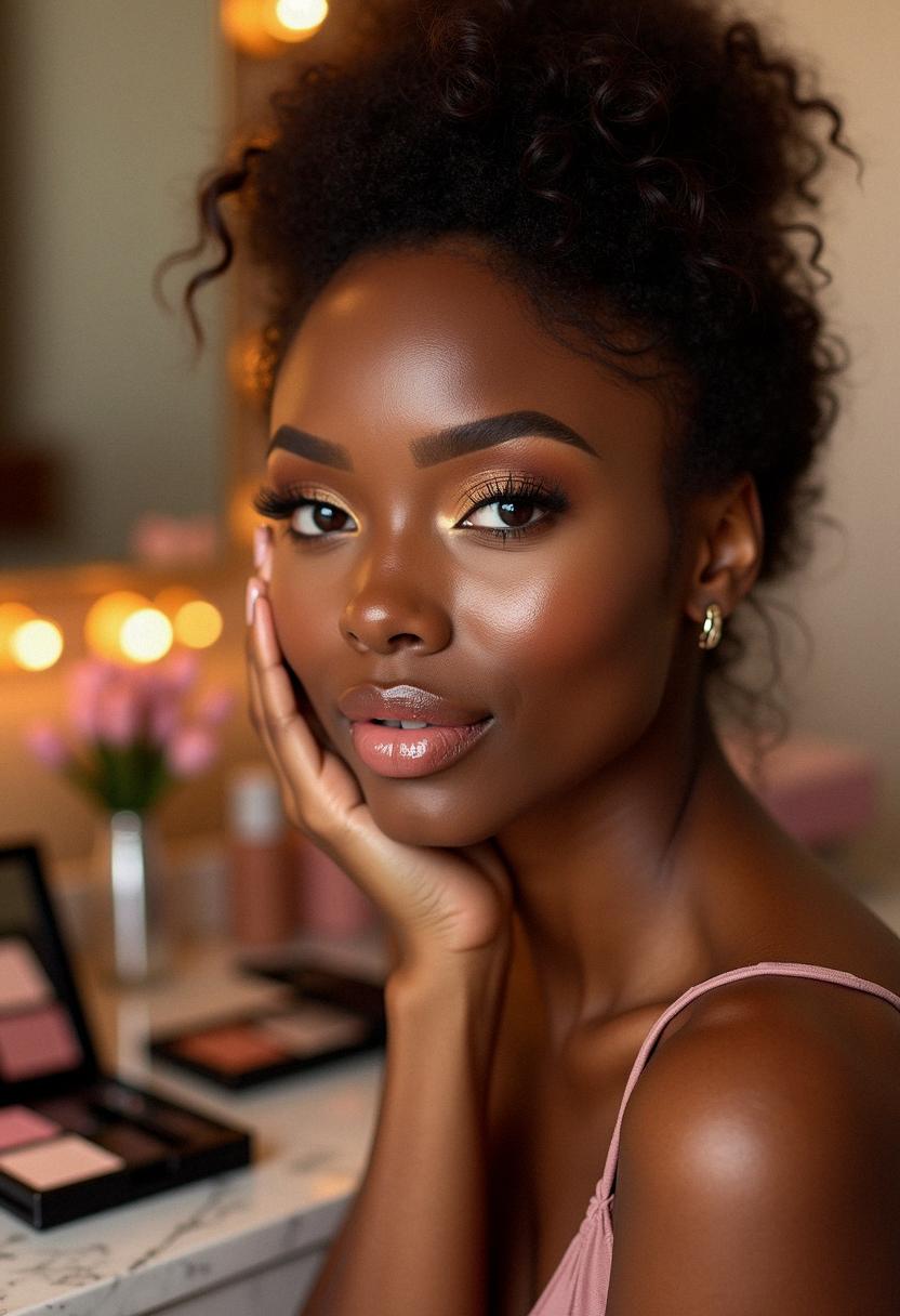 soft glam birthday makeup dark skin