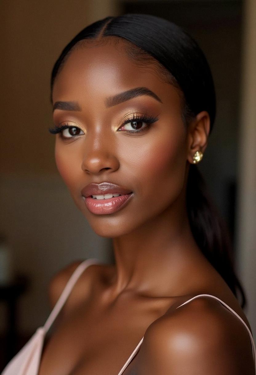 soft glam birthday makeup dark skin