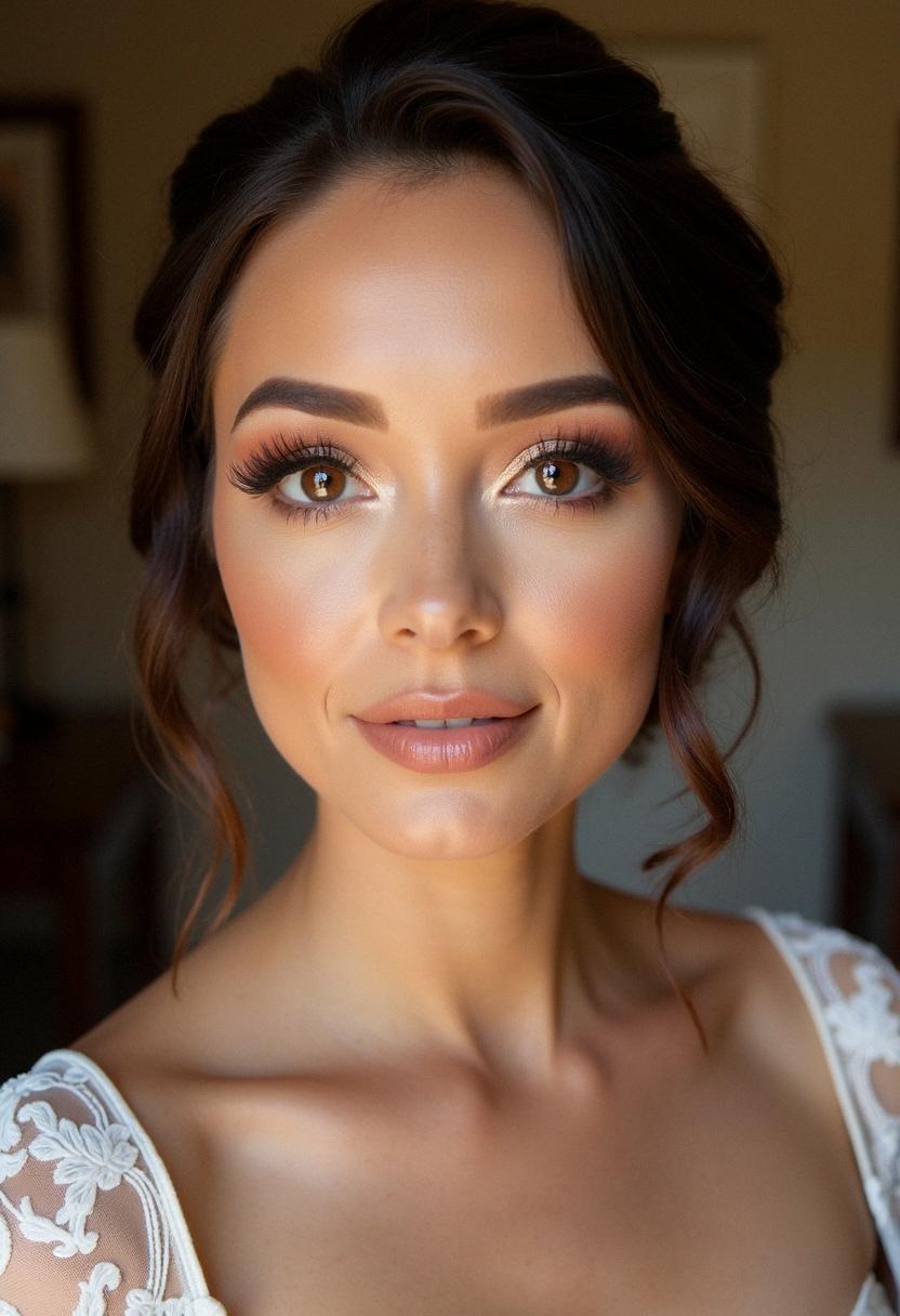 soft glam bridal makeup brown eyes