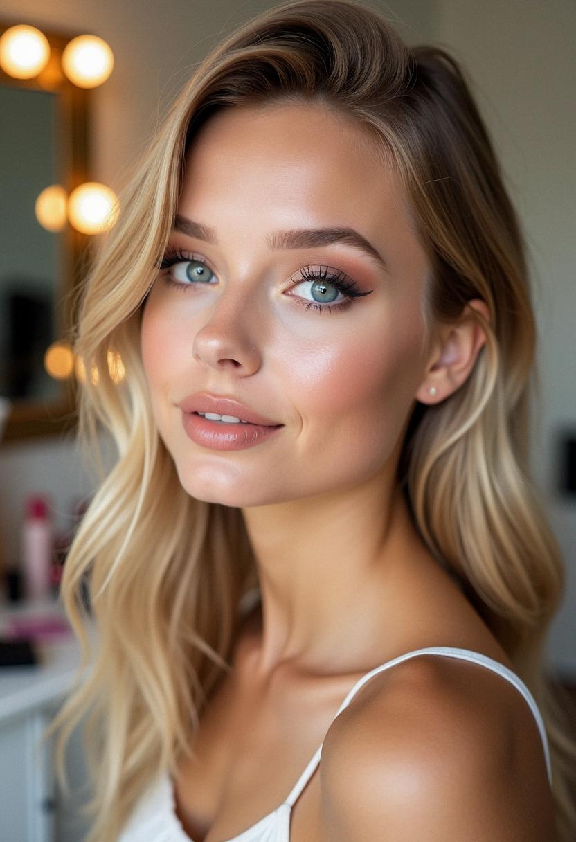 soft glam makeup for blondes