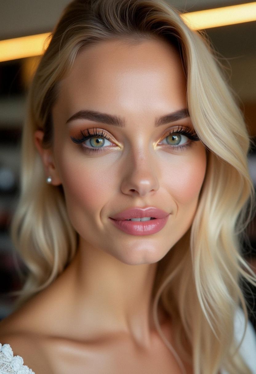 soft glam makeup for blondes