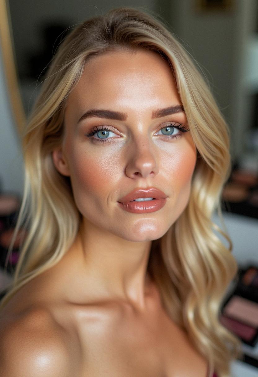 soft glam makeup for blondes