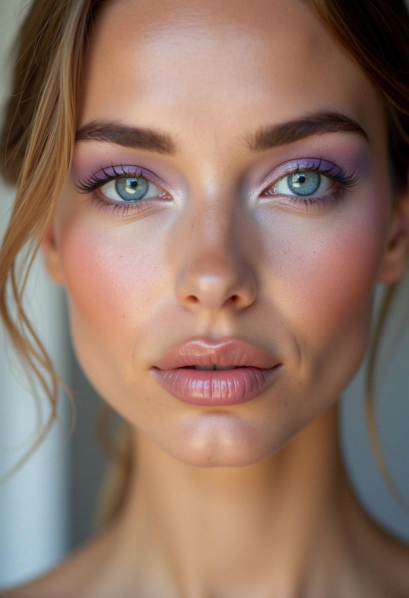 soft makeup for blue eyes