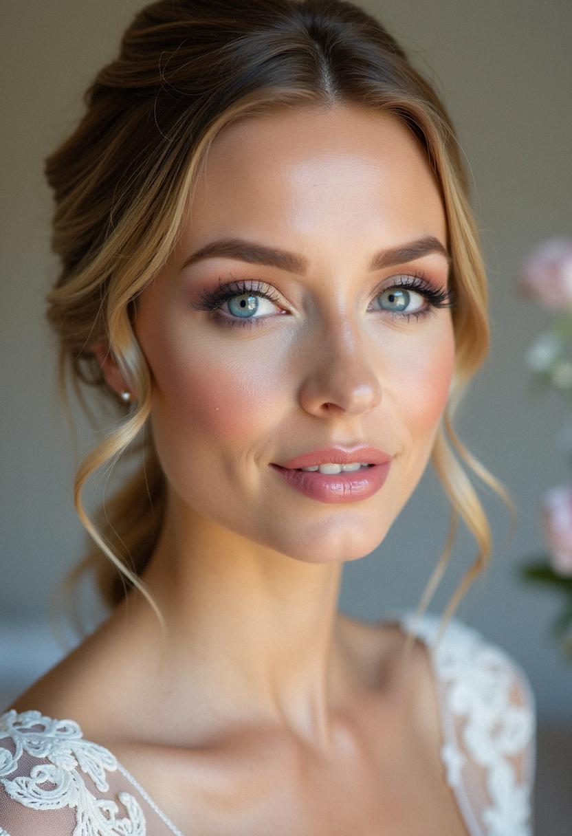 soft wedding makeup for blue eyes