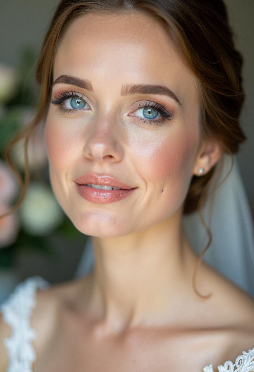 soft wedding makeup for blue eyes