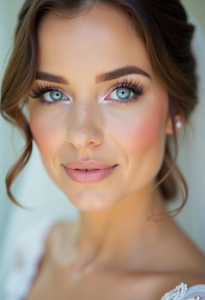 soft wedding makeup for blue eyes
