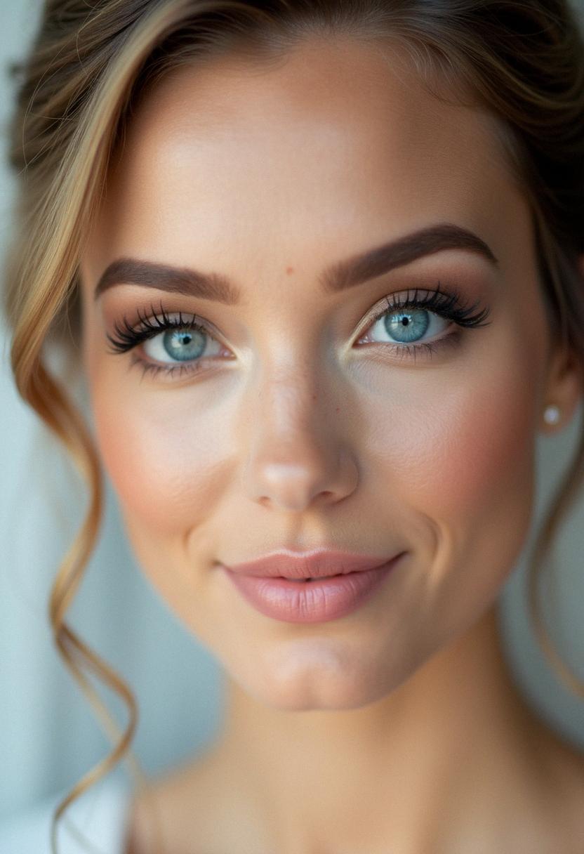 soft wedding makeup for blue eyes