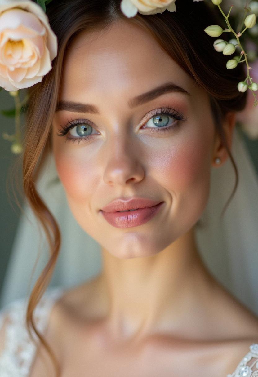soft wedding makeup for blue eyes
