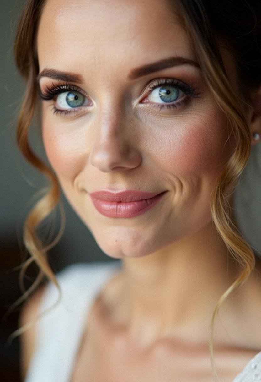 soft wedding makeup for blue eyes