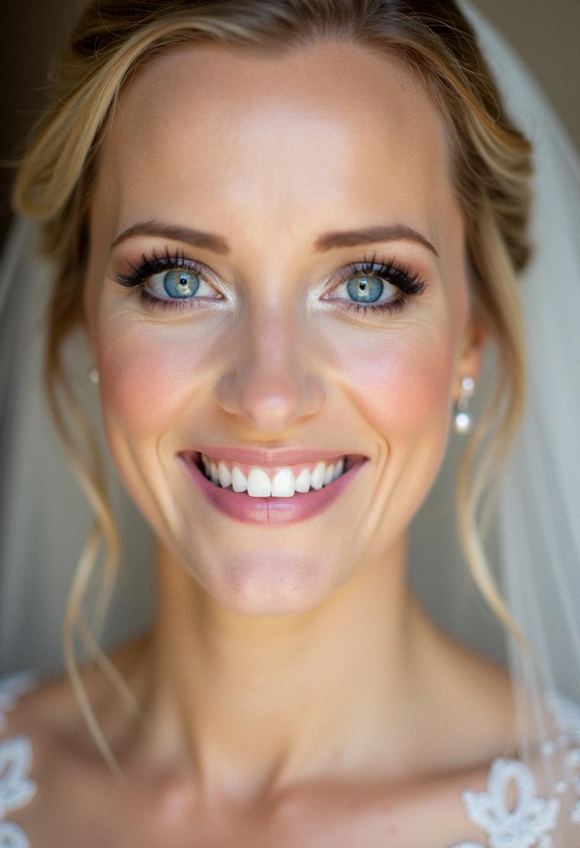soft wedding makeup for blue eyes