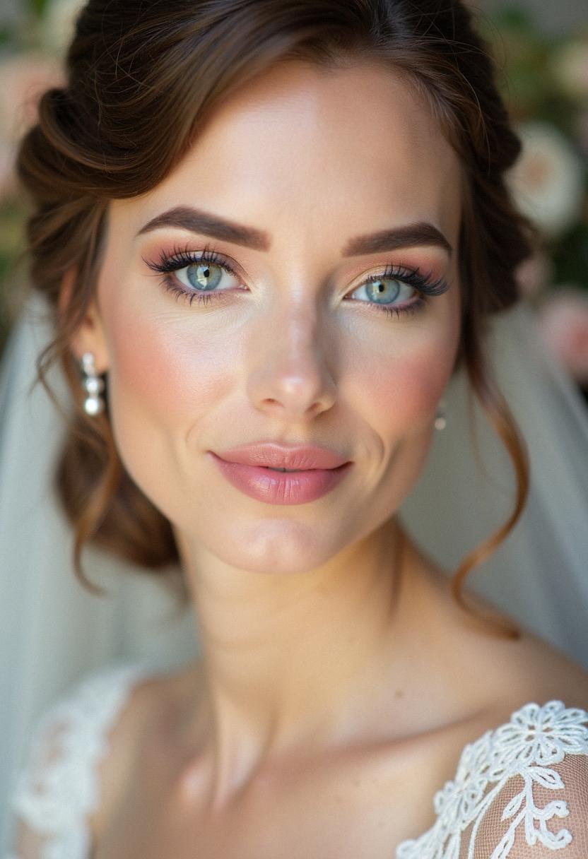 soft wedding makeup for blue eyes