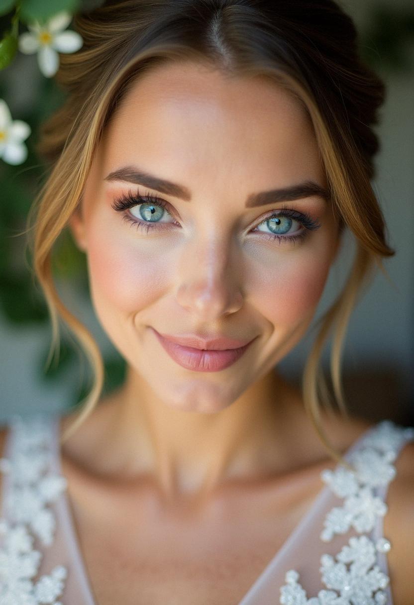 soft wedding makeup for blue eyes