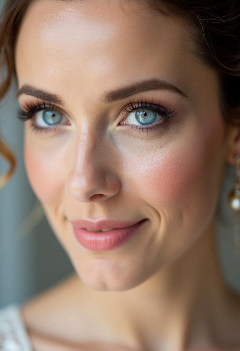 soft wedding makeup for blue eyes