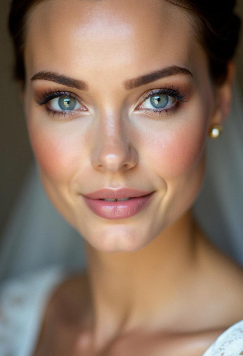 soft wedding makeup for blue eyes