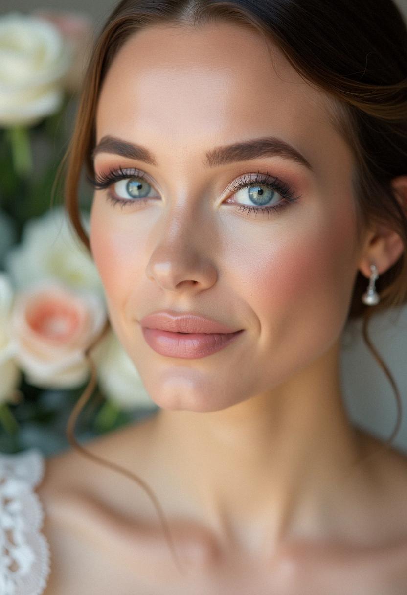 soft wedding makeup for blue eyes