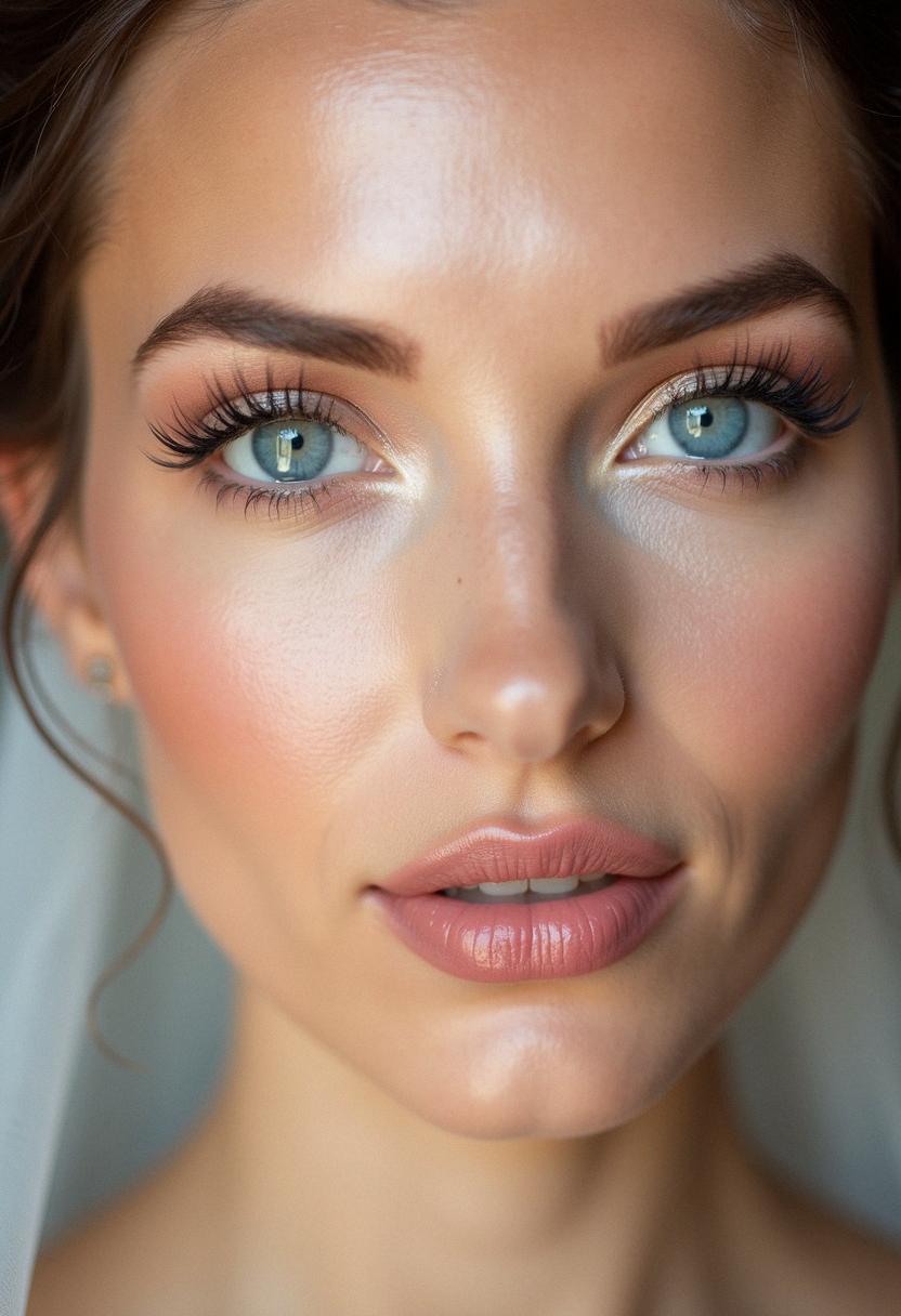 soft wedding makeup for blue eyes