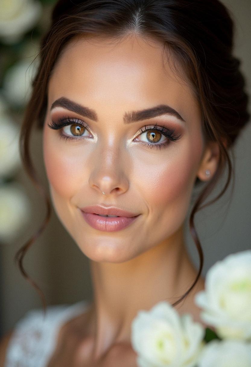 soft wedding makeup for brown eyes