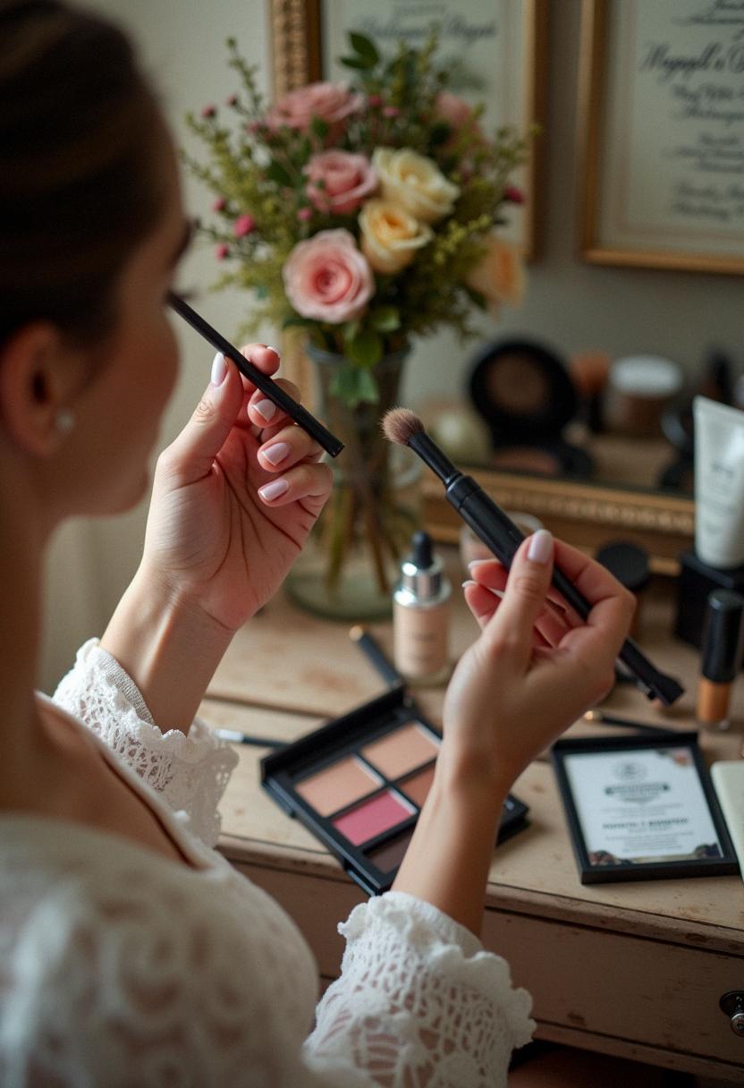 wedding guest makeup for blue eyes
